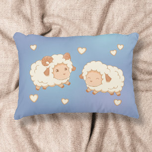 Coussins Décoratifs Deux mignons petits moutons Motif sur bleu