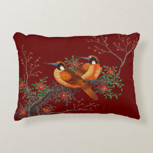 Coussins Décoratifs Deux oiseaux sur une branche bourguignonne
