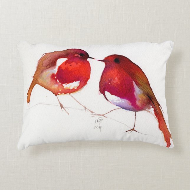 Coussins Décoratifs Deux peu d'oiseaux 2014 d'encre (Devant)
