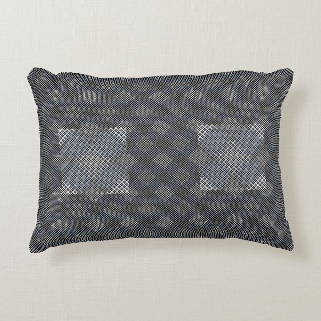 Coussins Décoratifs Diagonale 2tones du motif Checker.bx4x4 BLK BG (Devant)