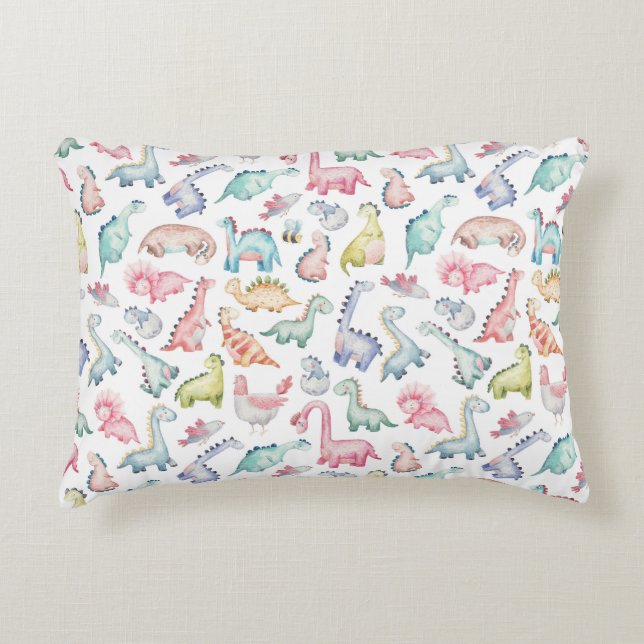 Coussins Décoratifs Dinosaures mignons, motif d'aquarelle pour enfants (Devant)