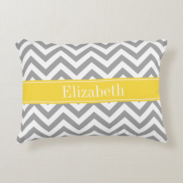 Coussins Décoratifs Dk Gris Blanc LG Chevron Ananas Monogramme Initial (Devant)