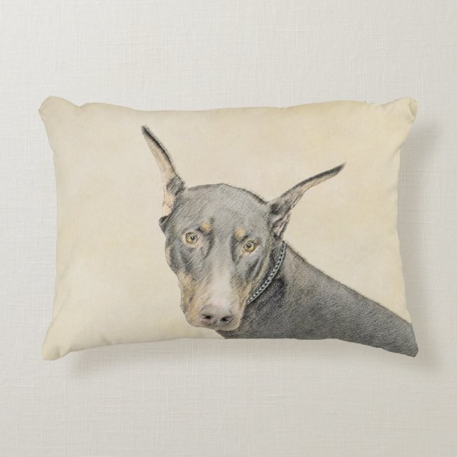 Coussins Décoratifs Doberman Pinscher Peinture - Art Chien original (Devant)