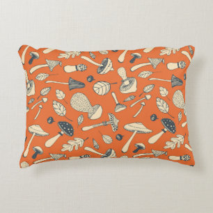 Coussins Décoratifs Doodle champignons Vintage papier peint sans coule