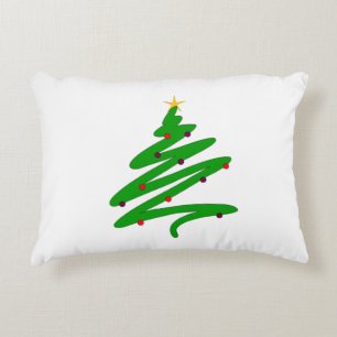 Coussins Décoratifs Doodle vert minimaliste de sapin de Noël