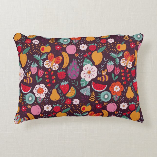Coussins Décoratifs Doodles de fruits, décoration d'été dessinée à la  (Devant)