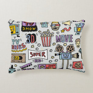 Coussins Décoratifs Doodles de série TV : Drôle ensemble Vintage.