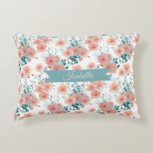 Coussins Décoratifs Douce Fleur Rose Personnalisée de Printemps Vintag