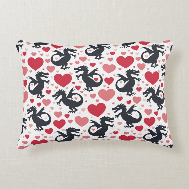 Coussins Décoratifs Dragon noir en amour (Devant)
