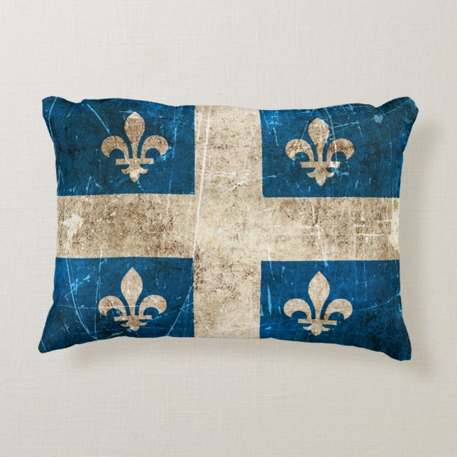 Coussins Décoratifs Drapeau âgé et rayé de cru du Québec (Dos)
