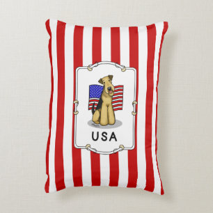 Coussins Décoratifs Drapeau américain Airedale Terrier Dog - mignonne