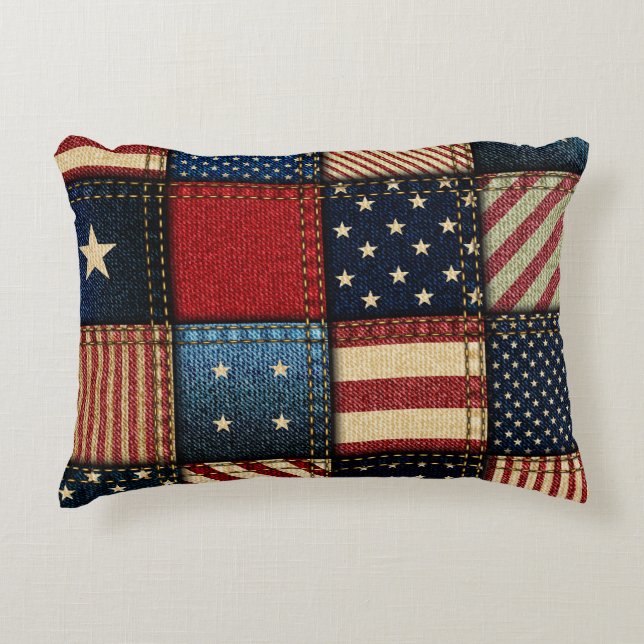 Coussins Décoratifs Drapeau Américain, Motif sans chichi. (Devant)