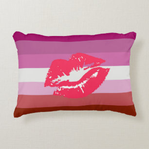 Coussins Décoratifs Drapeau de fierté lesbienne au rouge à lèvres