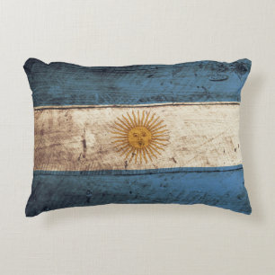 Coussins Décoratifs Drapeau de l'Argentine sur le vieux grain en bois