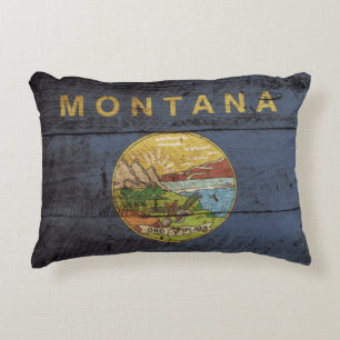 Coussins Décoratifs Drapeau de l'État du Montana sur le vieux grain de