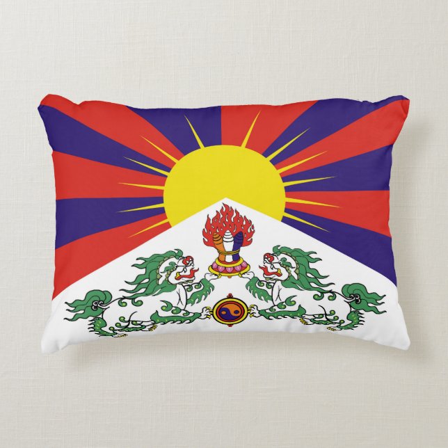 Coussins Décoratifs Drapeau du Tibet - Drapeau du lion des neiges (Devant)