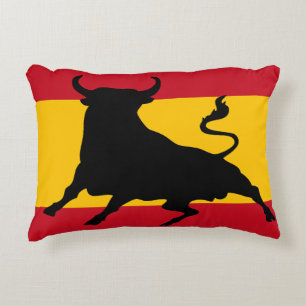 Coussins Décoratifs Drapeau espagnol avec taureau