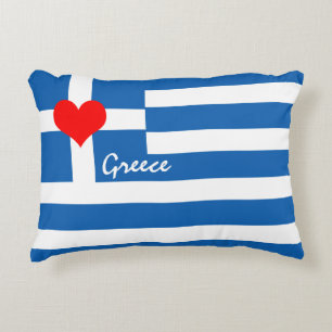 Coussins Décoratifs Drapeau grec & Coeur - Grèce fans de voyage/sports