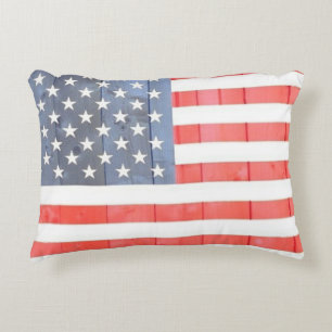 Coussins Décoratifs Drapeau vintage Patriotique USA sur la clôture en