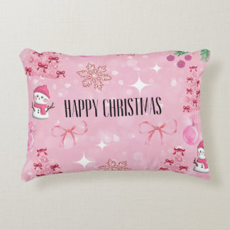 Coussins Décoratifs Dreamy Pink Christmas Pillow, Soft Girl Holiday❤️