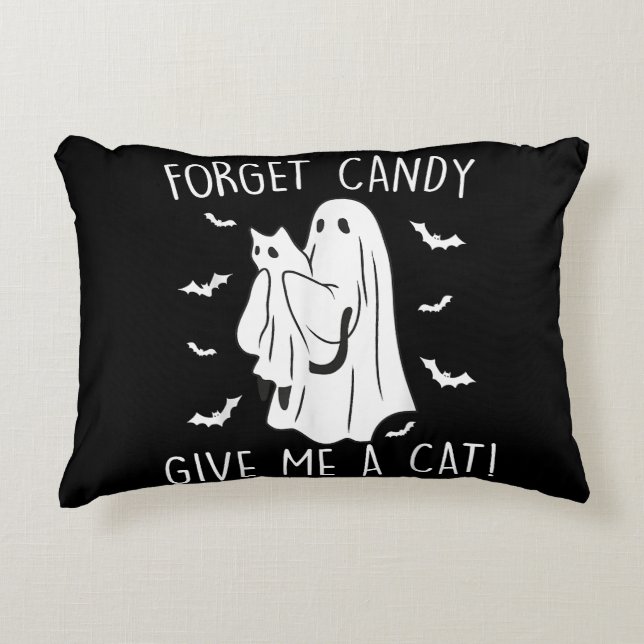 Coussins Décoratifs Drôle Halloween Cat Ghost Oublier Candy Donner Moi (Devant)