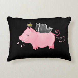 Coussins Décoratifs Drôle Pig Fairy Cartoon - Joli Flying Pig Magie