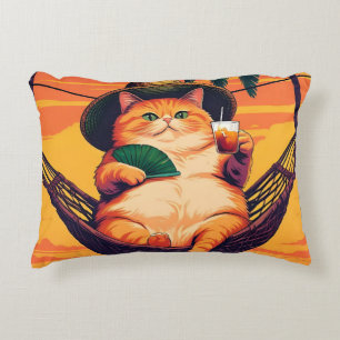 Coussins Décoratifs Drôle Rétro Vacances de chats d'été