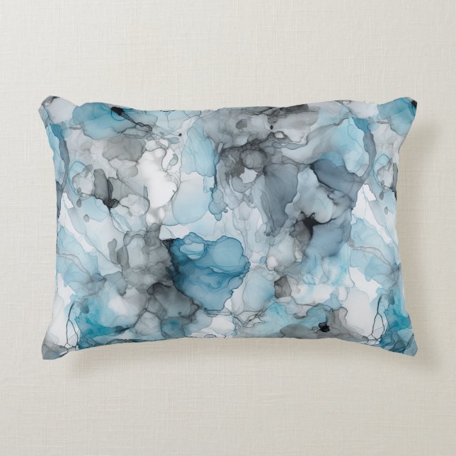 Coussins Décoratifs Dusk Blue Grey Alcool Liquide Encre Épersion (Devant)
