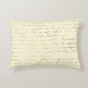 Coussins Décoratifs Écriture vintage en détresse beurre crème or éléga