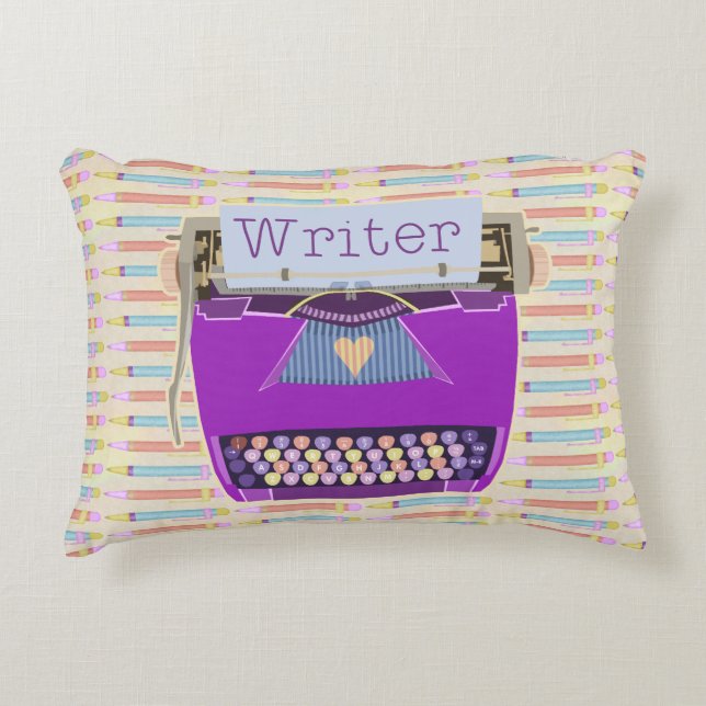 Coussins Décoratifs Écrivain Typewriter mignon Rétro Moderne violet (Devant)