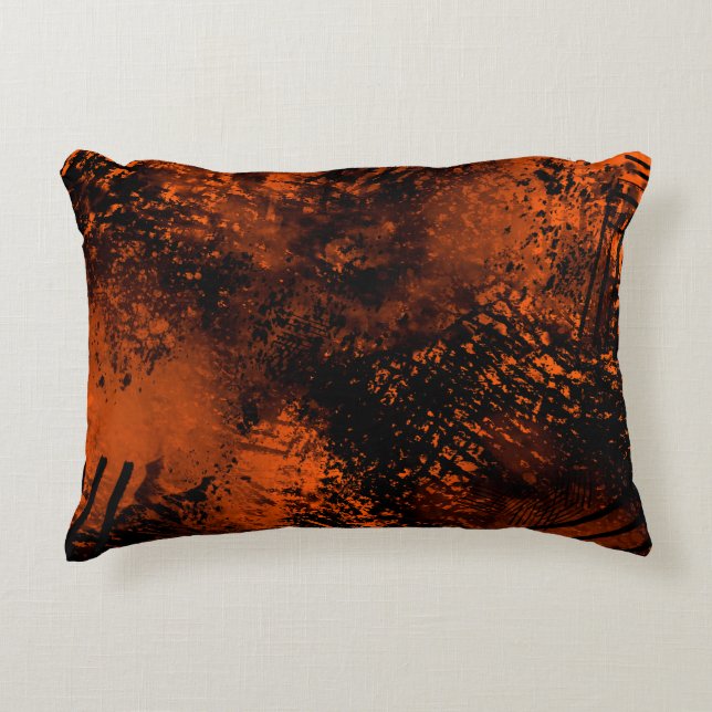 Coussins Décoratifs Effet Paint Splatter orange et noir (Devant)