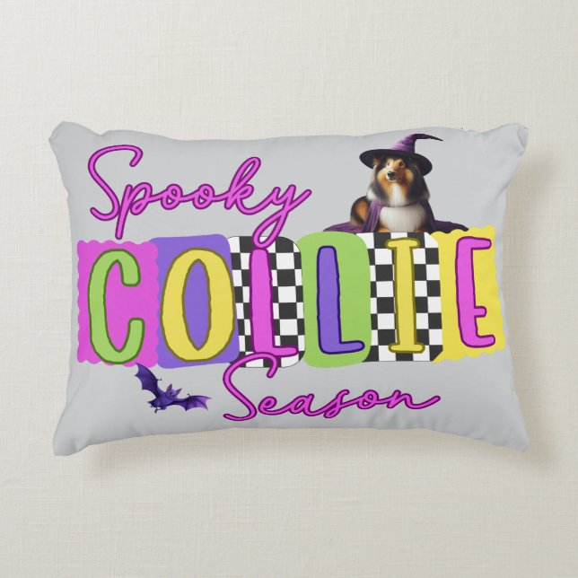 Coussins Décoratifs Éffrayant Collie Halloween (Devant)
