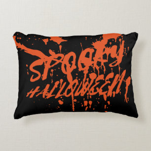 Coussins Décoratifs Éffrayant Halloween Splash Rétro Rouge Orange Horr