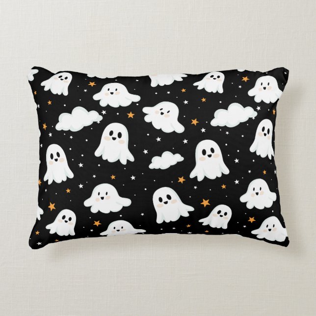 Coussins Décoratifs Éffrayant mignon Halloween Ghost Nuageux Star Sky (Devant)