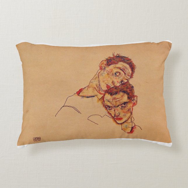 Coussins Décoratifs Egon Schiele - Double Autoportrait (Devant)