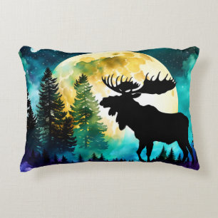 Coussins Décoratifs Élan dans la forêt Pleine lune