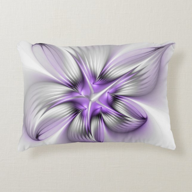 Coussins Décoratifs Élégance florale Art fractal violet abstrait moder (Devant)