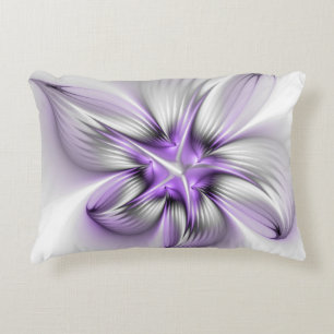 Coussins Décoratifs Élégance florale Art fractal violet abstrait moder