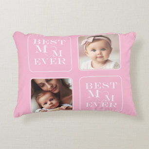 Coussins Décoratifs Élégant 2 Photo "Meilleure Maman du Monde" Cœur Ro