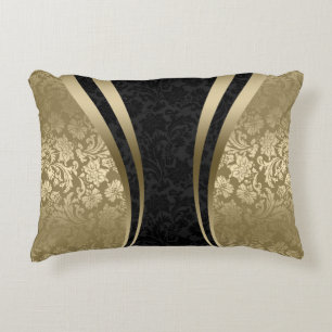 Coussins Décoratifs Elegant Black And Gold Floral Damas