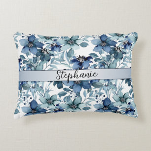 Coussins Décoratifs Élégant bleu Vintage chintz Motif Monogramme