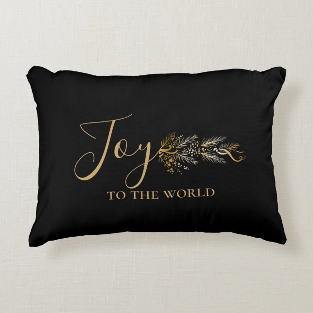Coussins Décoratifs Elégant Gold Black Joy Personnalisé Noël (Devant)