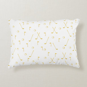 Coussins Décoratifs Elégant Gold Motif Golfer Blanc