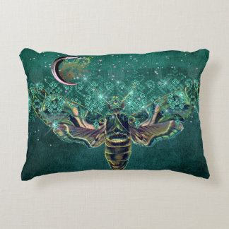Coussins Décoratifs Élégant lune émeraude nuit étincelante dentelle ve