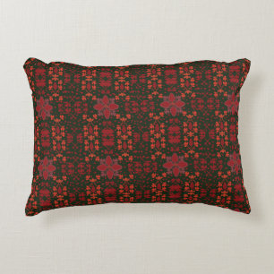 Coussins Décoratifs Élégant Mandala Géométrique Rouge Textile de Lit &
