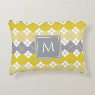 Coussins Décoratifs Elégant moderne Jaune et Jacquard gris Motif