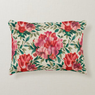 Coussins Décoratifs Élégant motif floral avec fleurs rouges et roses