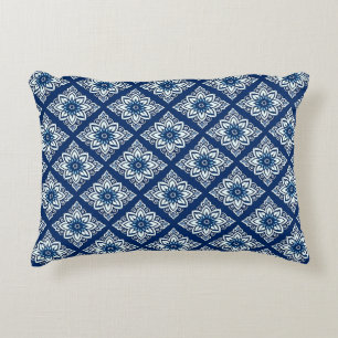 Coussins Décoratifs Élégant motif floral géométrique bleu