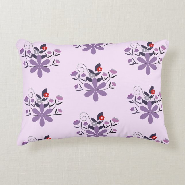 Coussins Décoratifs Élégant motif floral violet violet gris rouge (Devant)