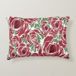 Coussins Décoratifs Elégant Motif Rose Vintage - Rouge & Vert Floral